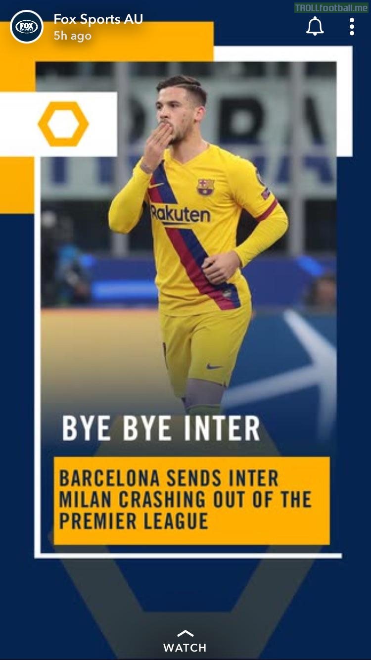 Breaking: Barcelona knocks Inter Milan out of the Prem. More news to come