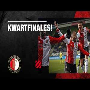 Reaction of Feyenoord players and supporters to 124th minute winning goal at Fortuna Sittard