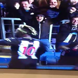 Newcastle fan windmills in the crowd when ASM scores the winning goal
