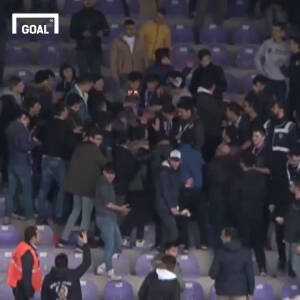 Turkish fans stage stadium fight to deliver birthday cake to unsuspecting policeman