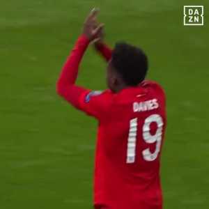 [DAZN] Alphonso Davies was appreciated by away stand of Bayern fans, who after the game chanted the name of the defender. Davies was shy and ashamed to approach away fans but then Lewandowski pushed him towards sector so fans could appreciate the ashamed 19-year-old even more.
