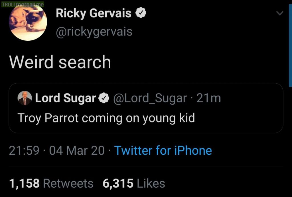Ricky Gervais on Lord Sugar's tweet