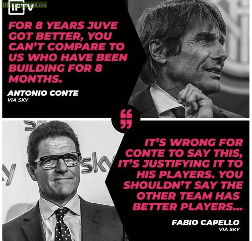Fabio Capello Responding To Conte on comparing Inter to Juventus