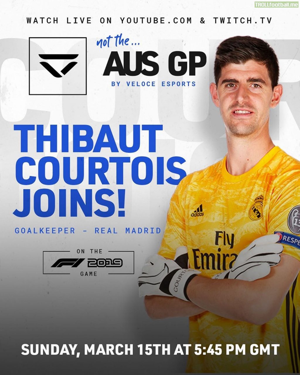 Thibaut Courtois racing in the "Not the Aus GP" Esports race tomorrow