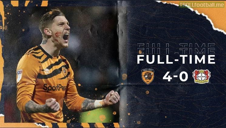 FT Hull City have beat Bayer Leverkusen 4-0 in a game of Connect 4. Absolute scenes.