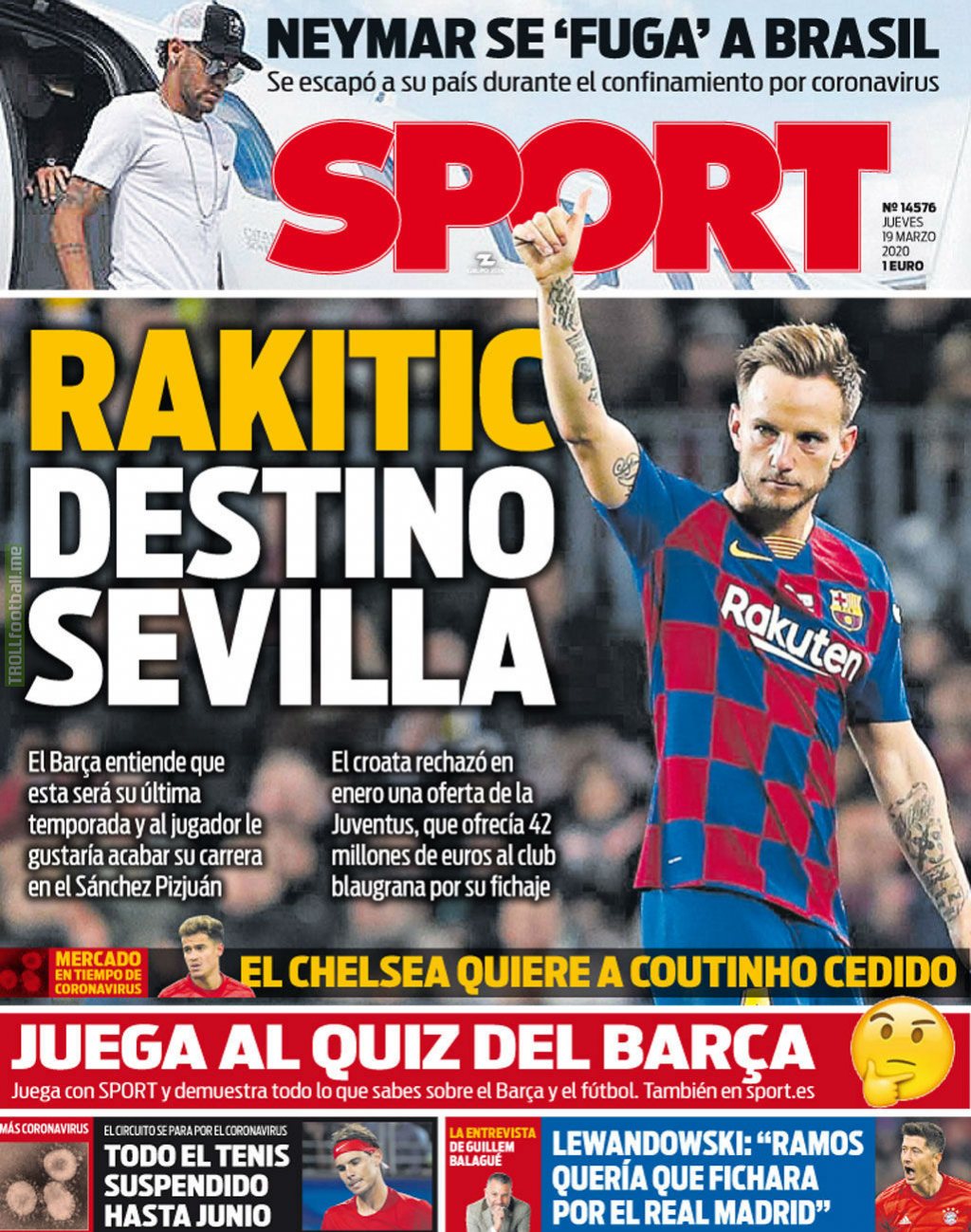 [SPORT] Ivan Rakitić heading for Barcelona exit! The club understands that this will be his last season and the player would like to end his career at Sevilla.