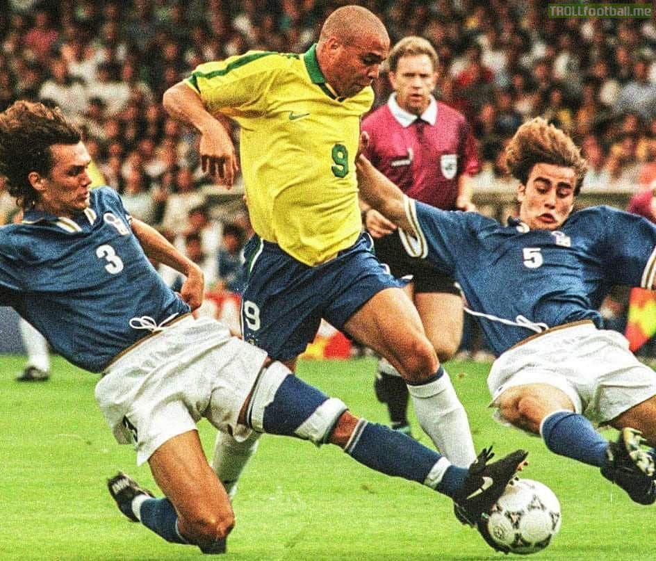 Two of the greatest defenders trying to stop one of the greatest strikers! #TB