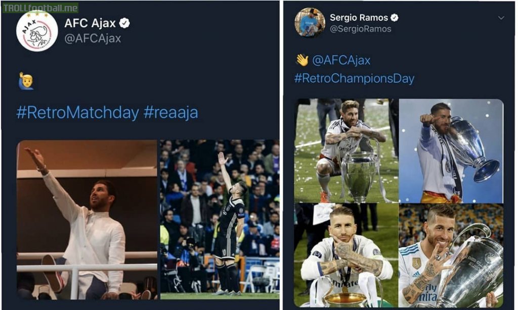 Sergio Ramos's response to Ajax tweet