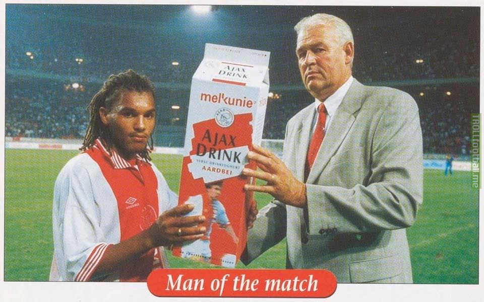 Nordin Wooter getting awarded a big carton of milk for being MOTM