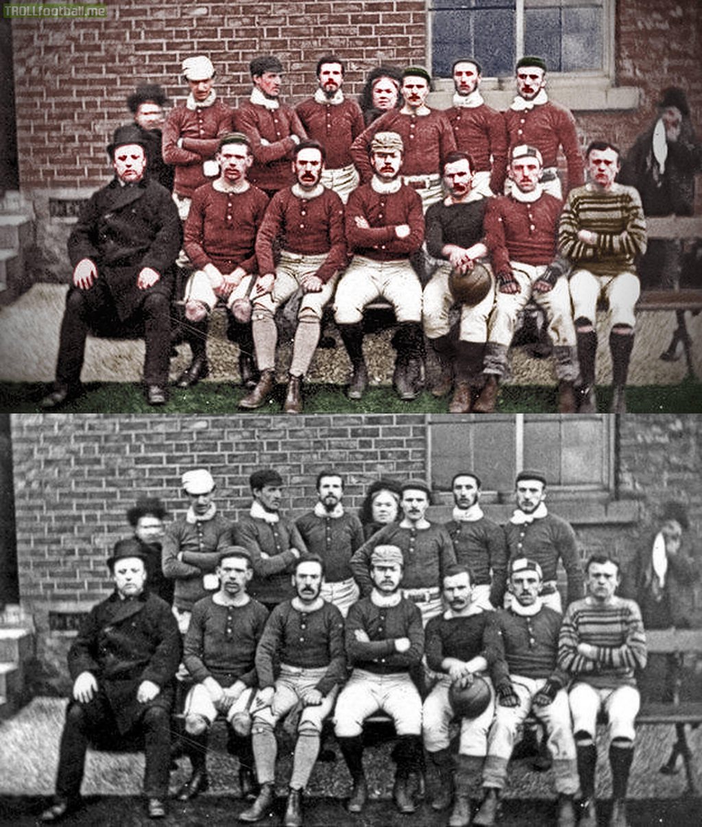 Sheffield  (oldest football club in the world) squad of 1876,  colourised. | Troll Football