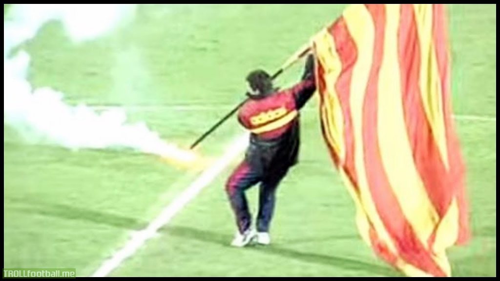 Graeme Souness planting a Galatasaray flag in Fenerbahçe's stadium after beating them at the '96 Turkish Cup Final. A Fener VP had said "Why's Galata signing a cripple for a coach?" nine months prior, referring to Souness' heart surgery. Souness planted the flag after seeing that VP in the stands.