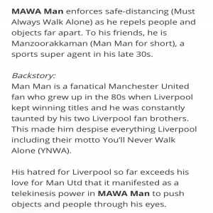 Singapore introduces Covid fighting superhero and Manchester United supporter MAWA (Must Always Walk Alone) Man