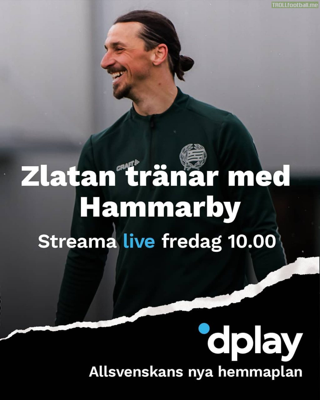 Zlatan Ibrahimović to play a scrimmage with Swedish club Hammarby IF tomorrow (April 24, 2020) at 10.00 CET. The game will be aired live and free for all online.