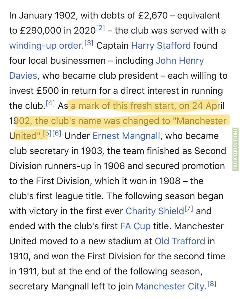 On this day in 1902, Manchester United as they are currently known were founded