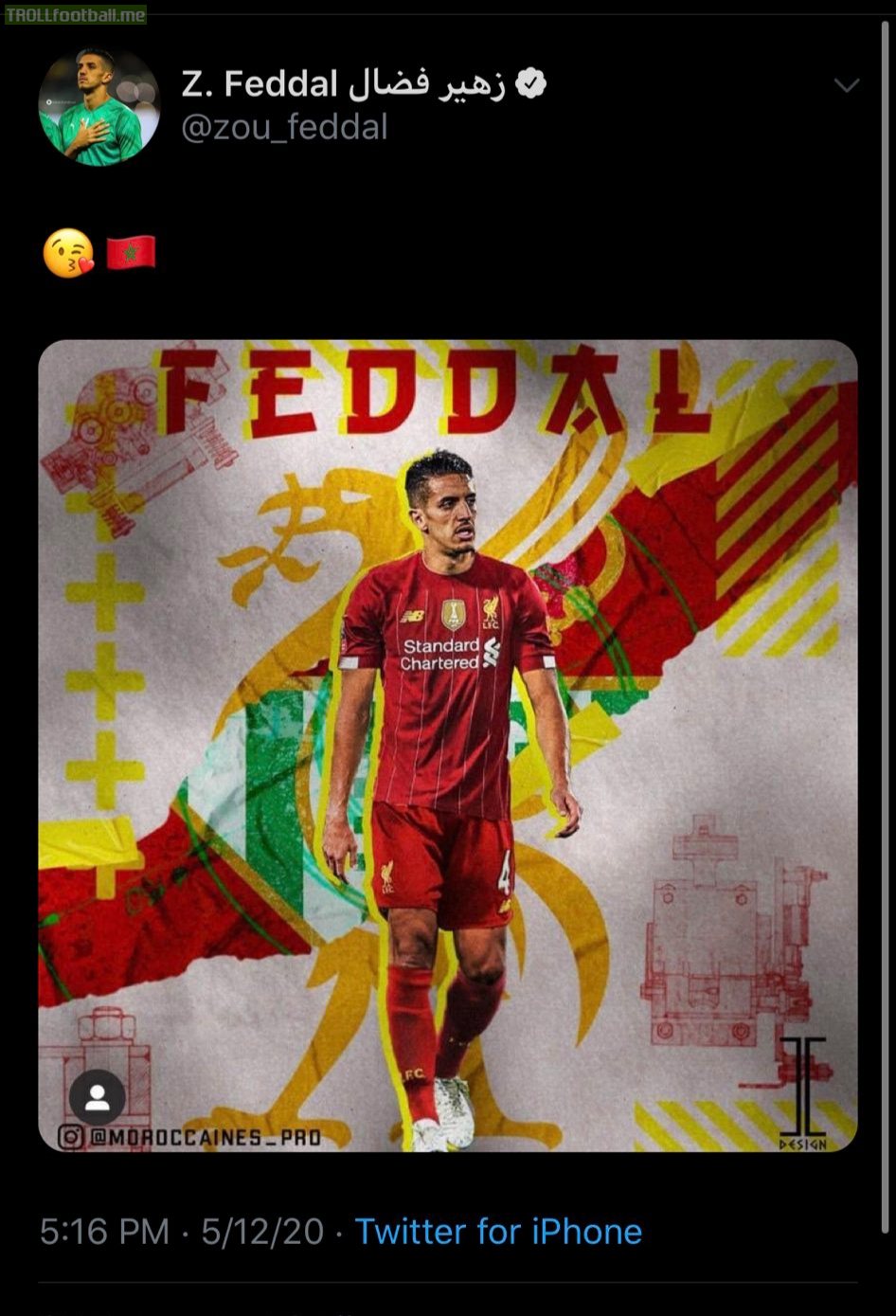 Moroccan Real Betis central defender Zou Feddal might have just leaked that he is joining Liverpool on his Twitter