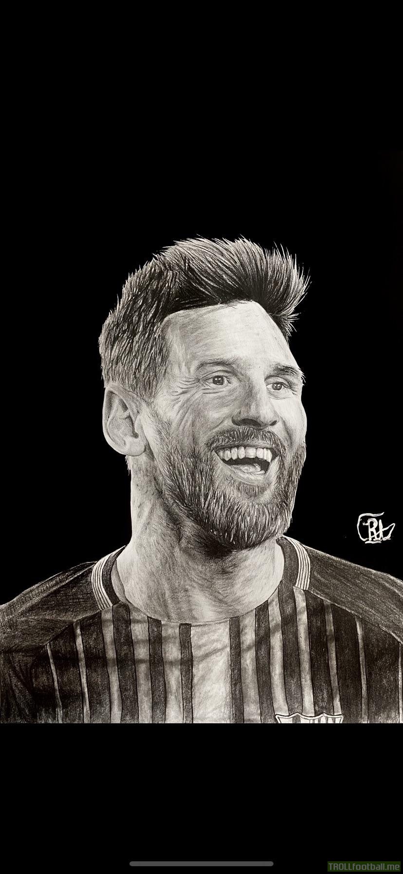 Pencil drawing of the greatest player of all time Lionel Messi done by