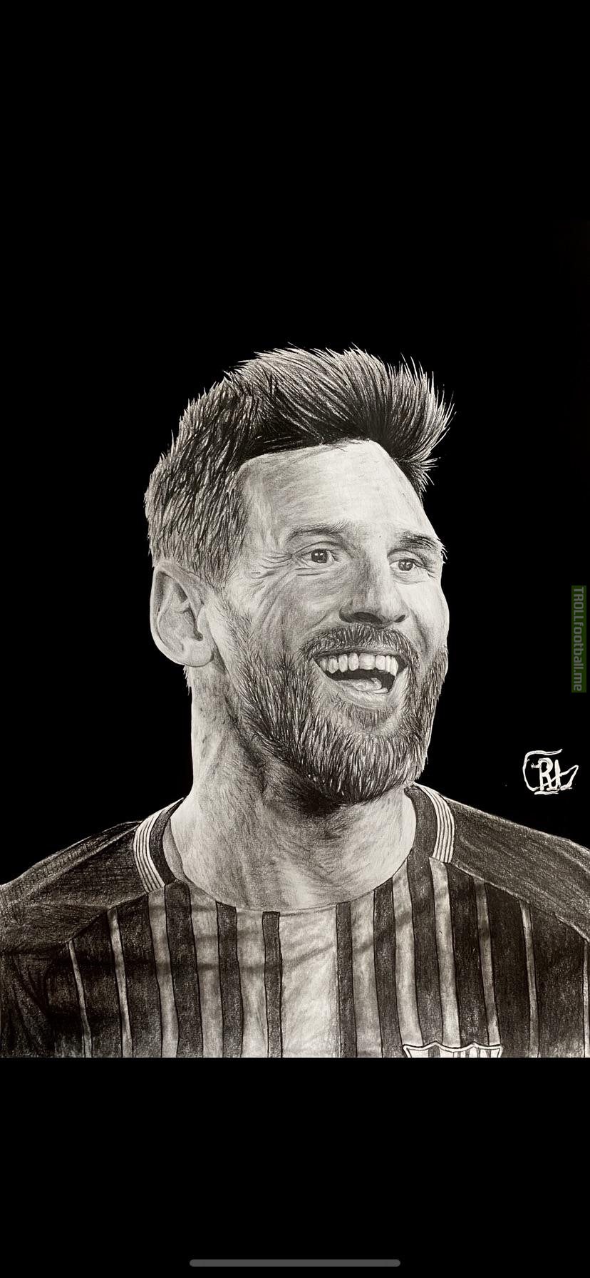 Pencil drawing of the greatest player of all time Lionel Messi done by me🔴🔵 Hope you guys like it❤️ (rickytoker_art on Instagram)
