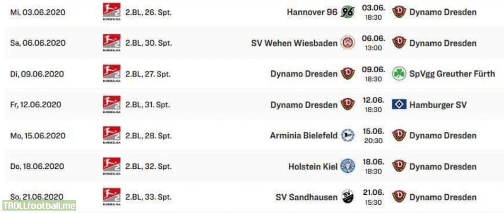 After quarantine: 2. Bundesliga team Dynamo Dresden have to play 7 games in 18 days.