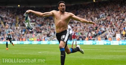 #OTD in 2015 Jonás Gutiérrez goal and assist saved Newcastle from relegation. He dedicated the 85' howler to Mike Ashley, chairman of the club who denied any kind of support for the player during his cancer treatment.