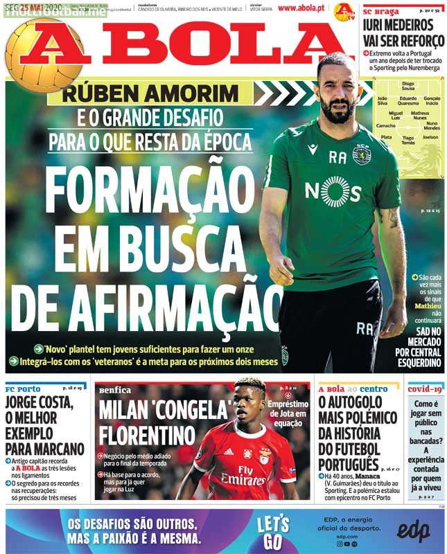 Abola: Milan's deal with Benfica over Florentino Luís has stalled. It has been delayed until the end of the season and Florentino wants to continue playing at Benfica.