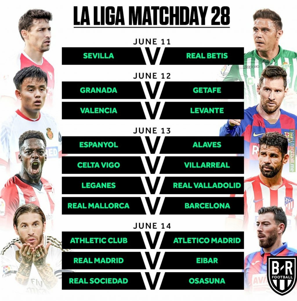 La Liga Match day 28 schedule