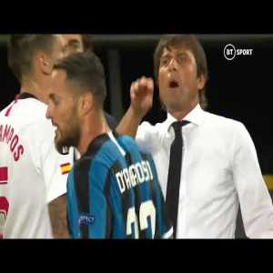 "I'll see you after the game!" Antonio Conte and Ever Banega get into argument during UEL final