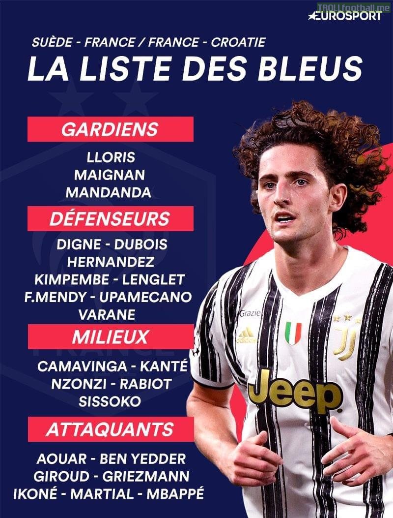 The France squad for the Nations League