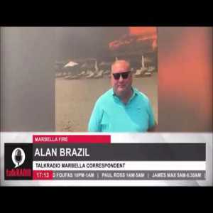 Alan Brazil, drunk and topless talking about a fire in a Marbella restaurant he was in. Comedy gold.