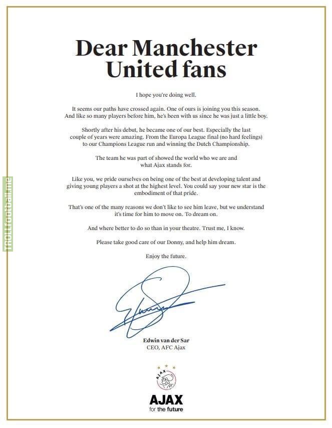 Van Der Sar’s Open Letter to United Fans on MEN