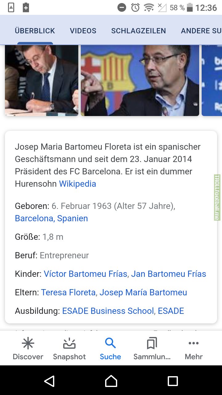 The german google description of Bartomeu states he is a "son of a bitch".