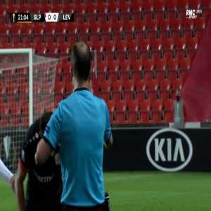 Karim Bellarabi (Bayer Leverkusen) straight red card against Slavia Praha 22'