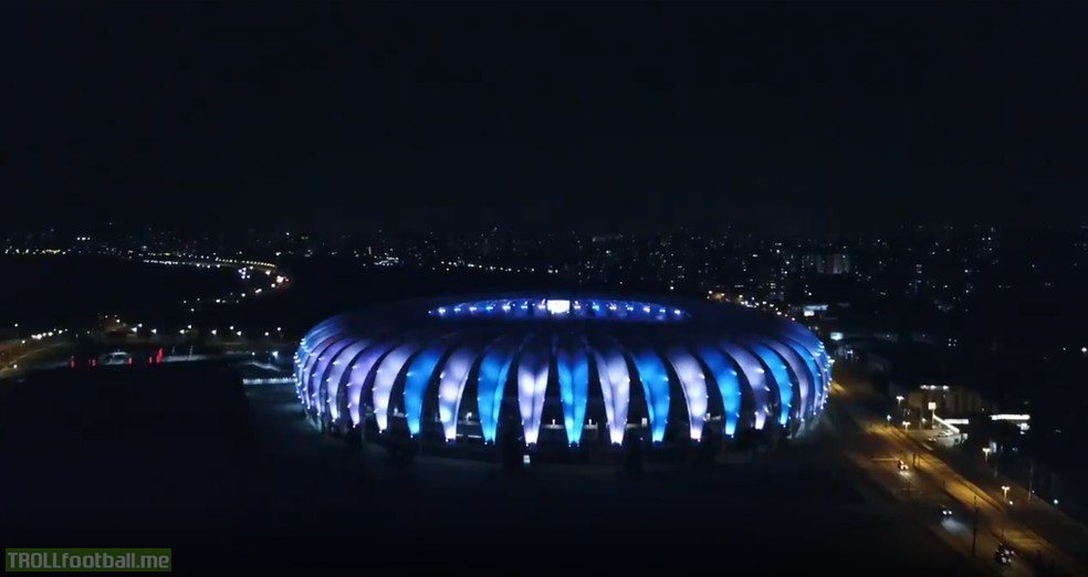 The power of a legend of the beautiful game! Beira-Rio(Internacional's stadium) pays tribute to Diego Maradona with the colours of Argentina, but also from Grêmio, their biggest rivals.