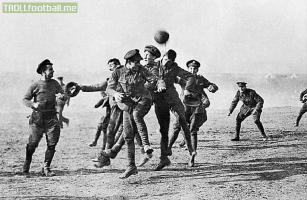 Christmas truce of 1914 - Soldiers from the both sides put aside the war, celebrated Christmas, an played - Football