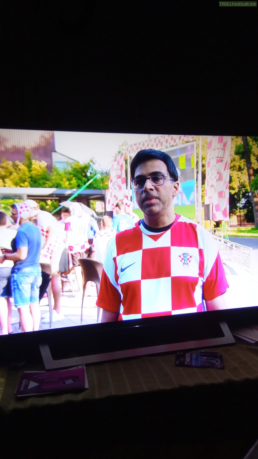 Former chess World Champion Vishy Anand supporting Croatia in the Euros
