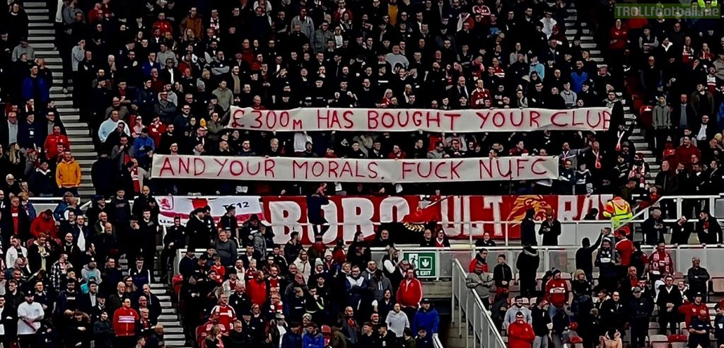 Middlesbrough fans with a message for Newcastle United