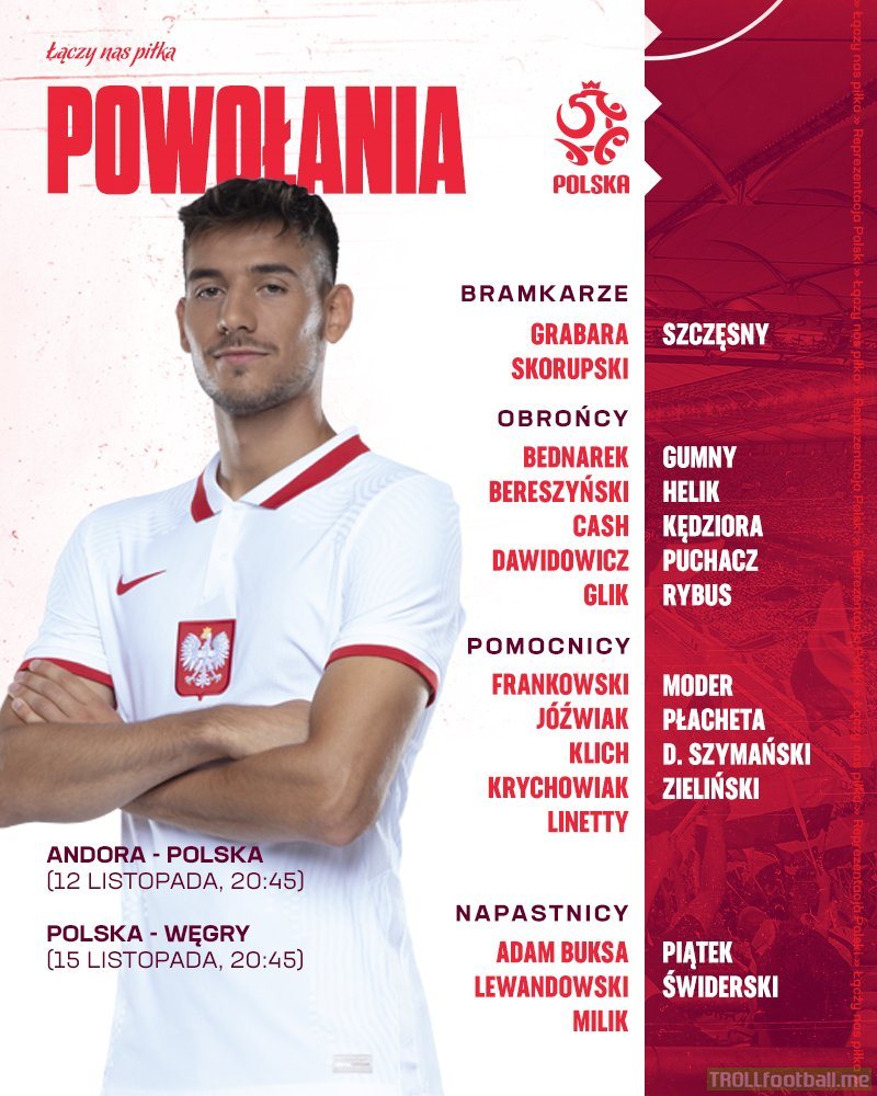 [Official] Poland squad for WC Qualifiers with Andorra and Hungary