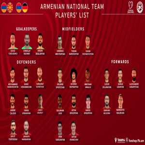 [OfficialArmFF] Armenian National team squad list for the last matches of 2021 against North Macedonia and Germany
