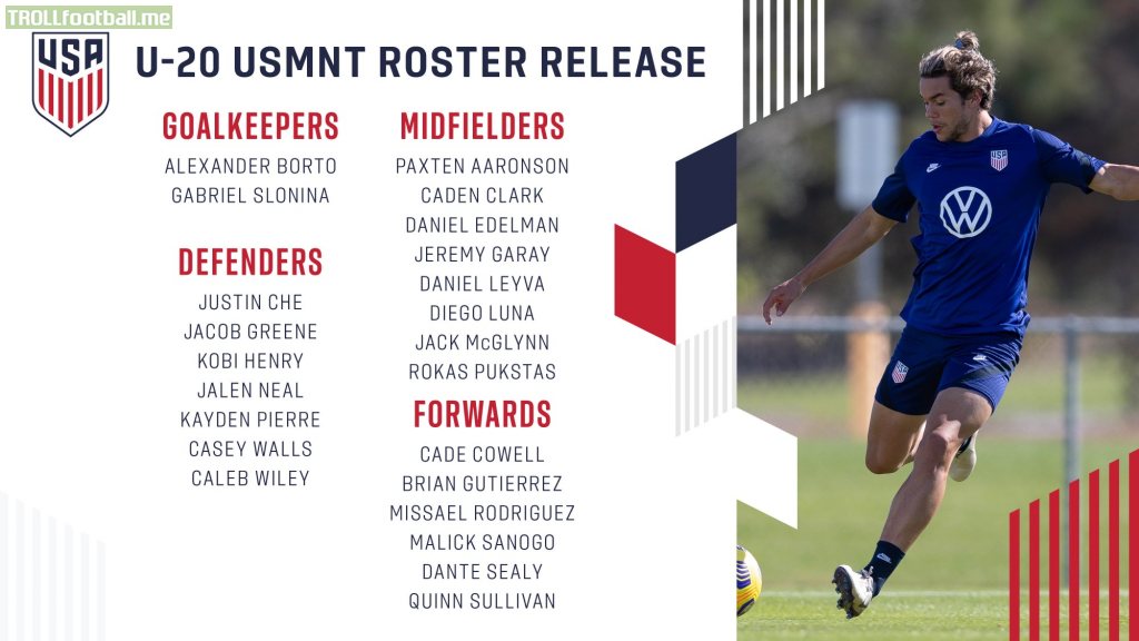 [U-20 USMNT] Roster for the 2021 Revelations Cup (incl. Brazil, Mexico, Colombia)