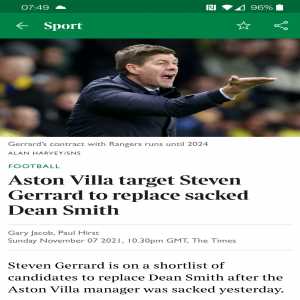 [Times] Aston Villa's four man managerial shortlist: Steven Gerrard, Ralph Hasenhüttl, Roberto Martínez, Kasper Hjulmand