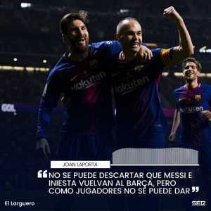 [El Larguero] Joan Laporta: "The return of Messi and Iniesta cannot be ruled out, they said they want to come back, but not as players."