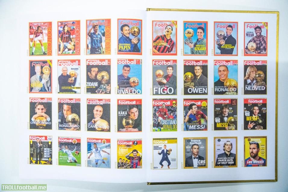 The France Football magazine covers of the last 32 Ballon d’Or winners.