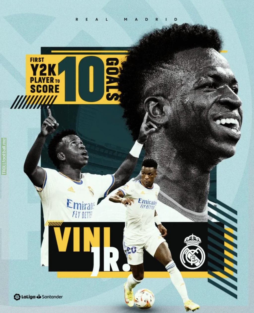 Vinicius Jr. becomes the first player born post-2000 to record double digit goals in La Liga with 10 in 16 appearances as of now.