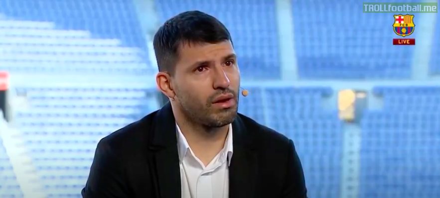 Sergio Aguero in tears as he announces his retirement from Professional Football.