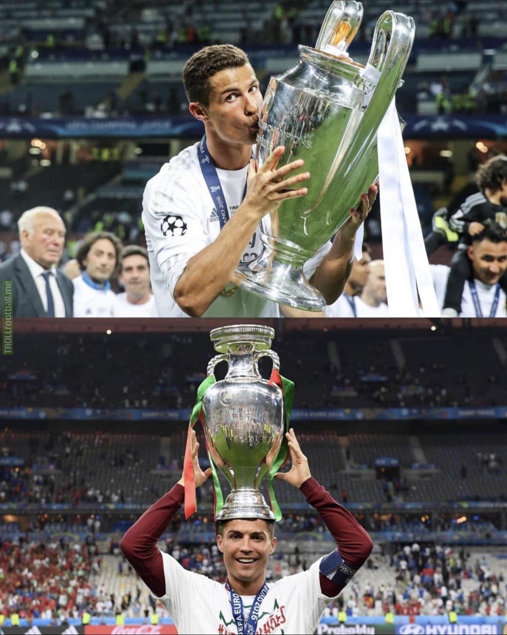 On this day in 2016: Cristiano Ronaldo became the first footballer to be recognized as European Sportsperson of the year, in the 59 years since the award was introduced. This honor is awarded on the basis of a vote of 27 European news agencies. In 2016, CR7 won the EURO and Champions League.