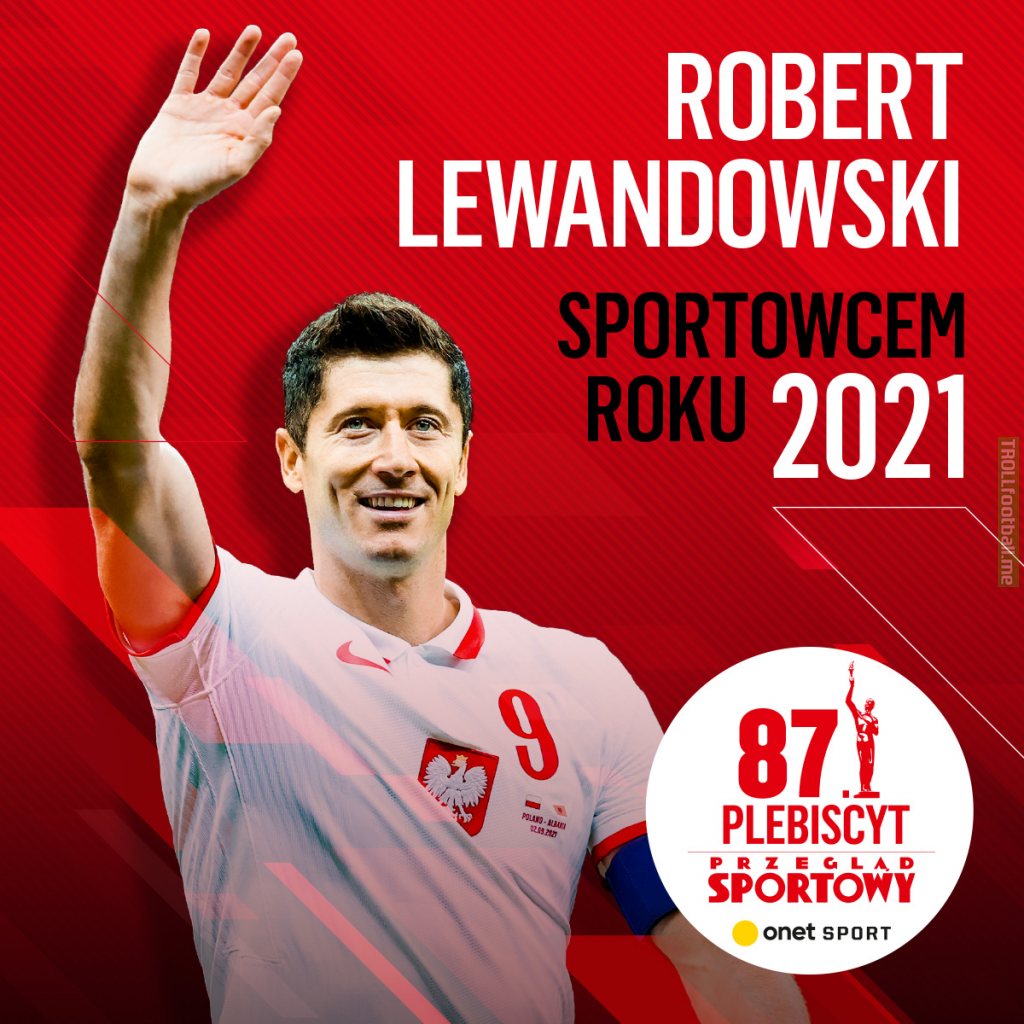 [Przegląd Sportowy] Robert Lewandowski wins athlete of the year award in Poland. It's the third time he wins this award, previously in 2015 and 2020