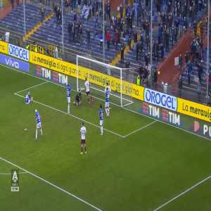 Falcone (Sampdoria) great save on deflected shot