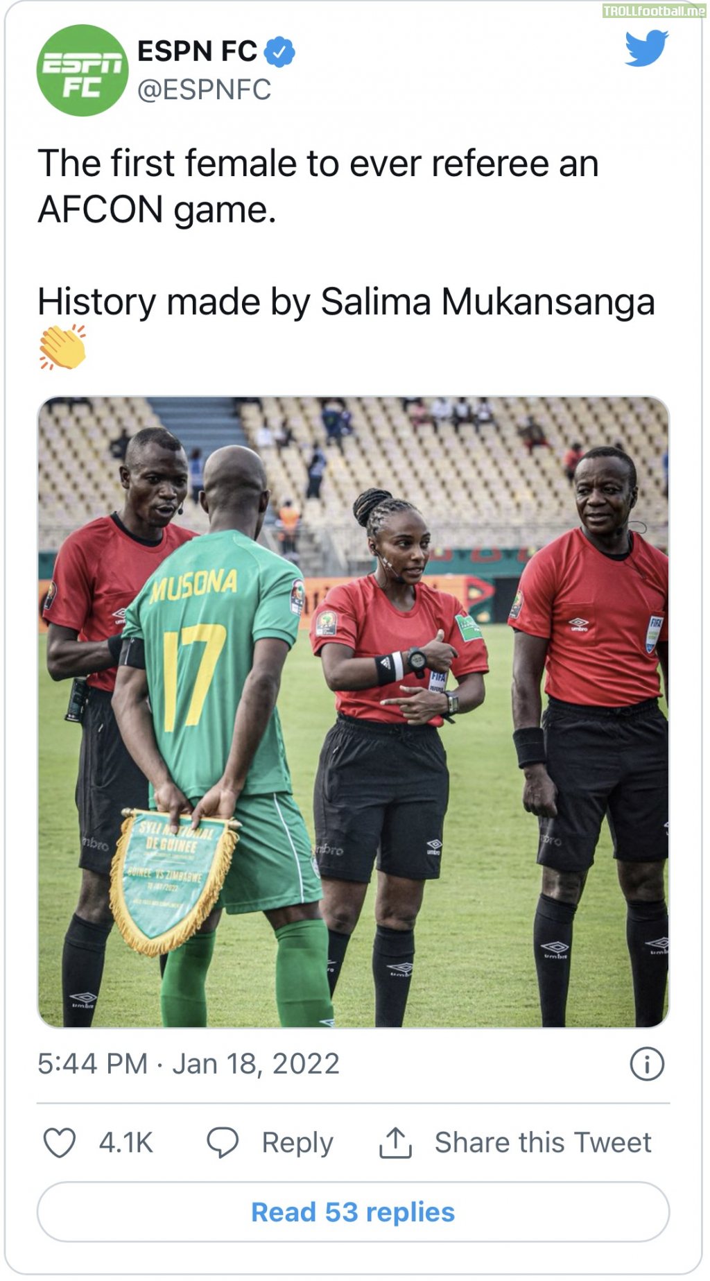 The first female to ever referee an AFCON game.