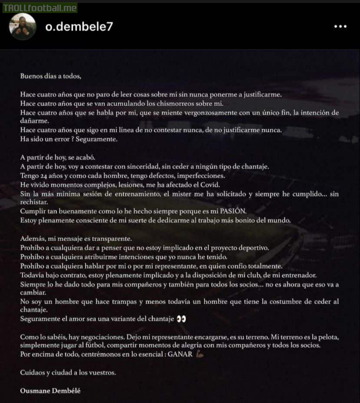 Ousmane Dembele Speaks on his Contact Situation!