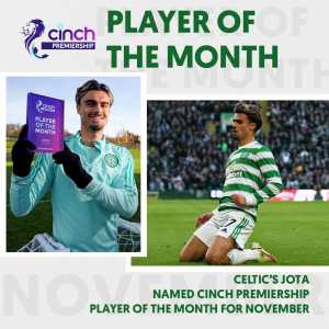 [SPFL] Celtic winger Jota named Scottish Premiership Player of the Month for November