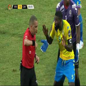 Sidney Obissa (Gabon) second yellow card against Burkina Faso 67'